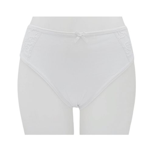 Panty hi cut blanco con encaje