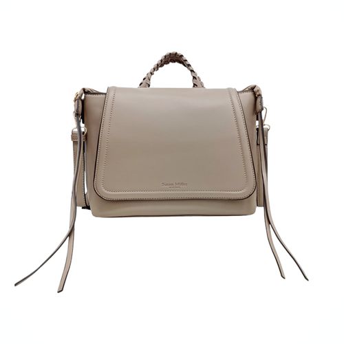 Cartera satchel beige con textura