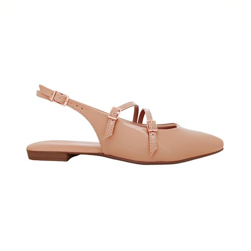 Flats nude de charol sólido