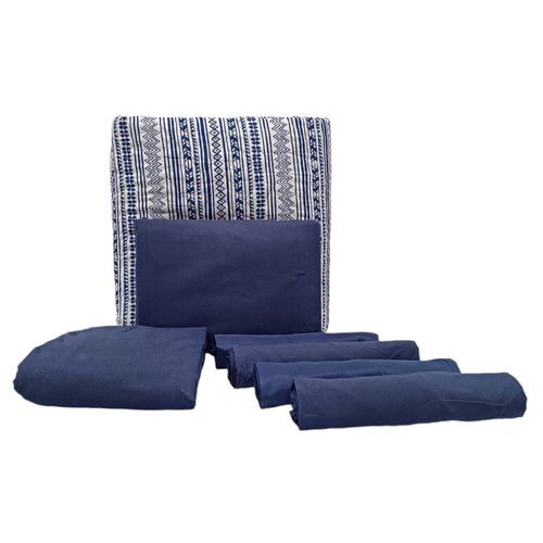 Set de cubrecama king estampado de 7 piezas azul geométrico