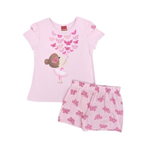 Conjunto de short rosa estampado