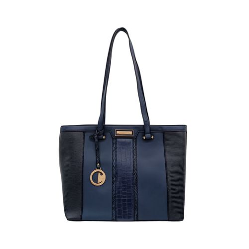 Cartera tote azul con textura