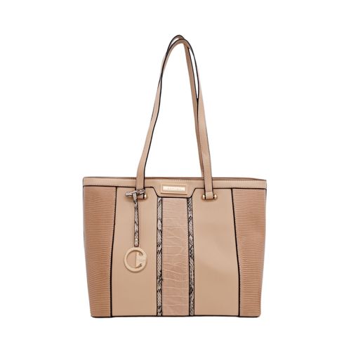 Cartera tote beige con textura