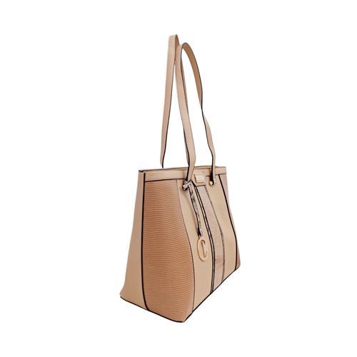 Cartera tote beige con textura