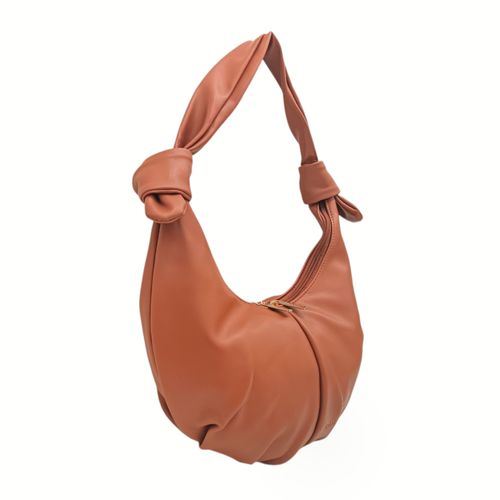 Cartera satchel camel sólida