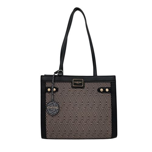 Cartera tote negra estampada