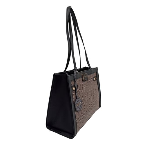 Cartera tote negra estampada