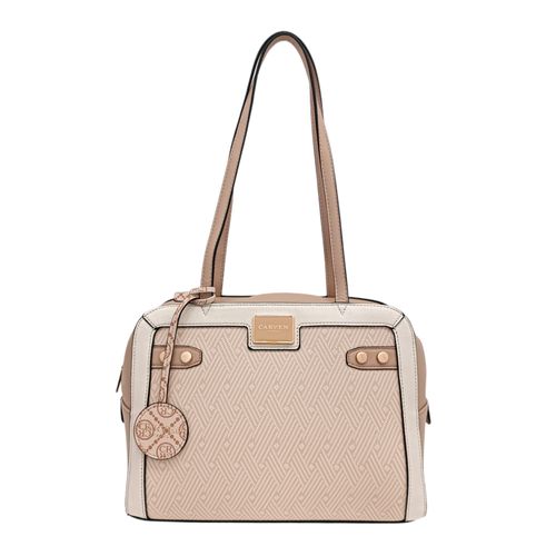 Cartera satchel ivory estampada