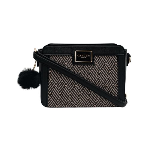 Cartera crossbody negra estampada