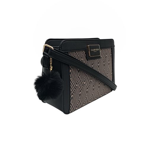 Cartera crossbody negra estampada