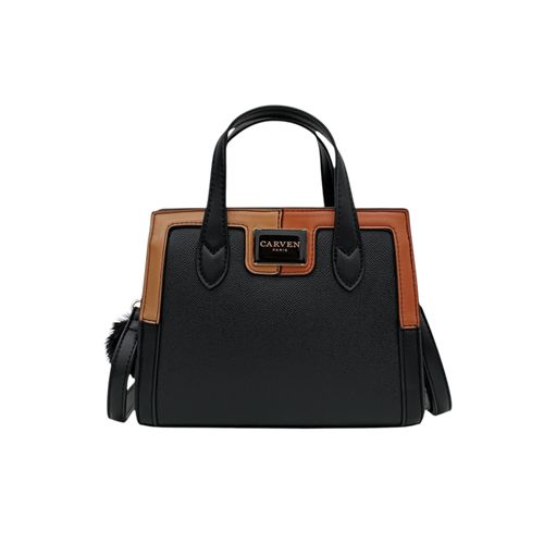 Cartera satchel negra con textura