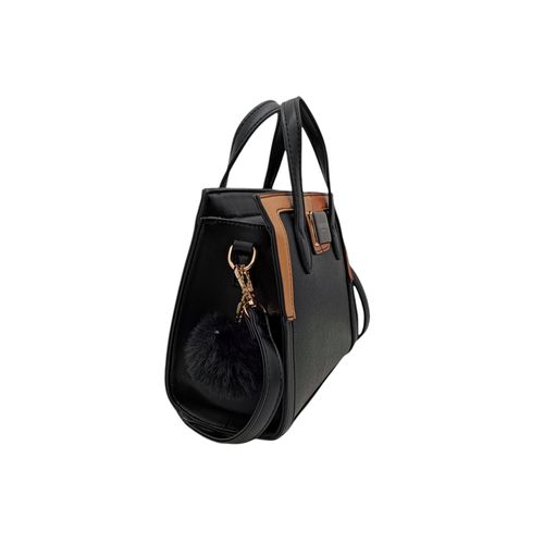 Cartera satchel negra con textura