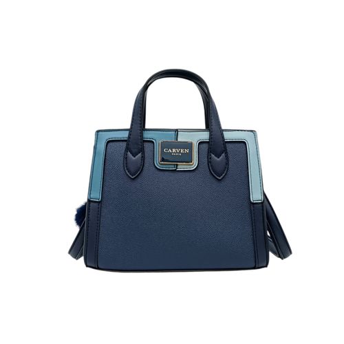 Cartera satchel azul con textura