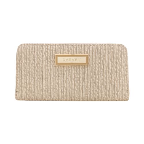 Billetera beige zip around