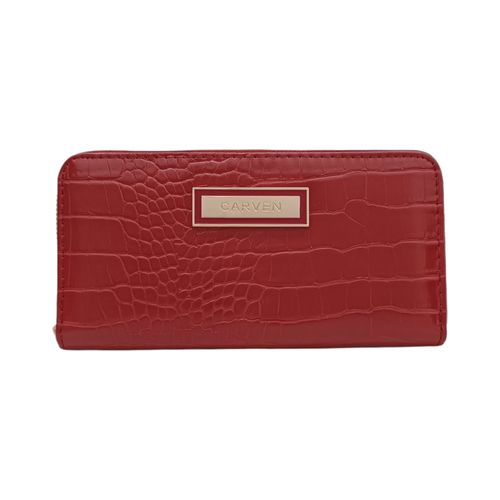 Billetera roja con textura para mujer
