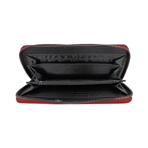 Billetera roja con textura para mujer
