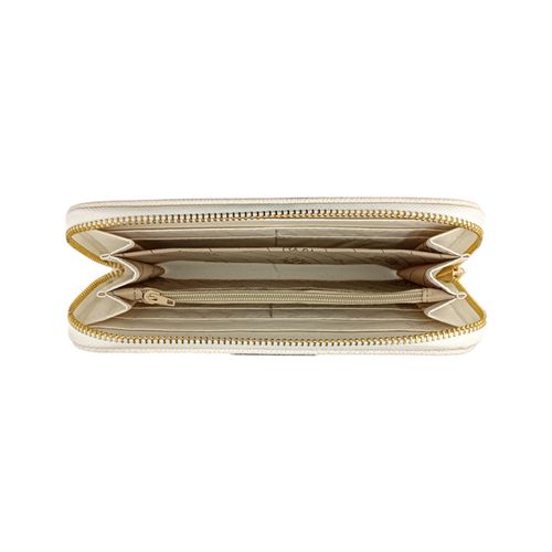 Billetera blanca con textura para mujer