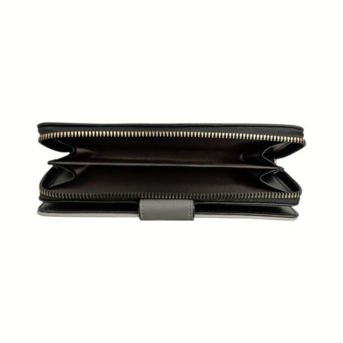 Billetera zip around negra para mujer