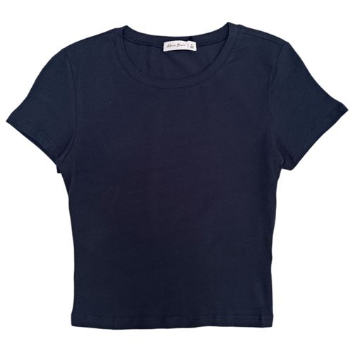 Crop top navy sólido para mujer