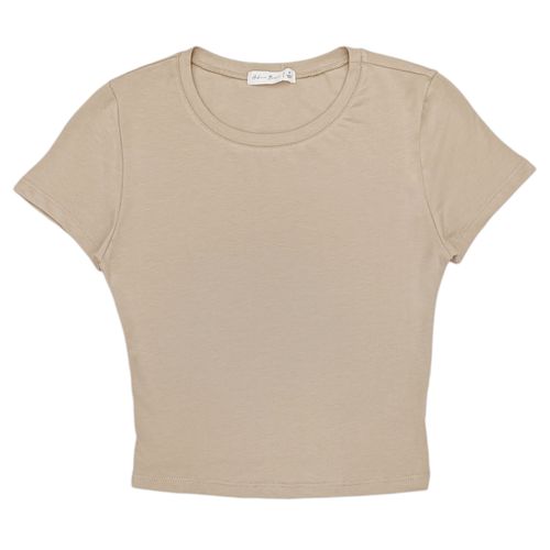 Crop top taupe sólido para mujer