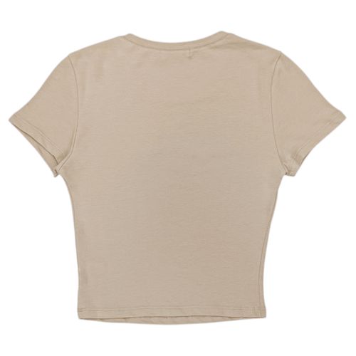 Crop top taupe sólido para mujer