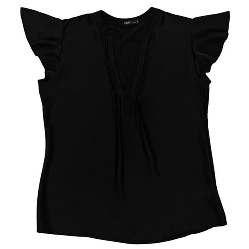 Blusa negra sólida para mujer
