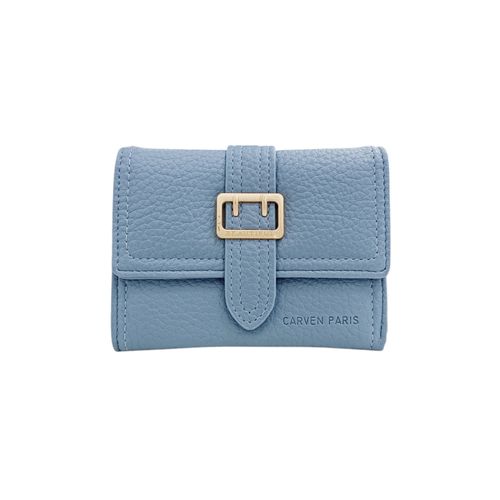 Billetera trifold celeste para mujer