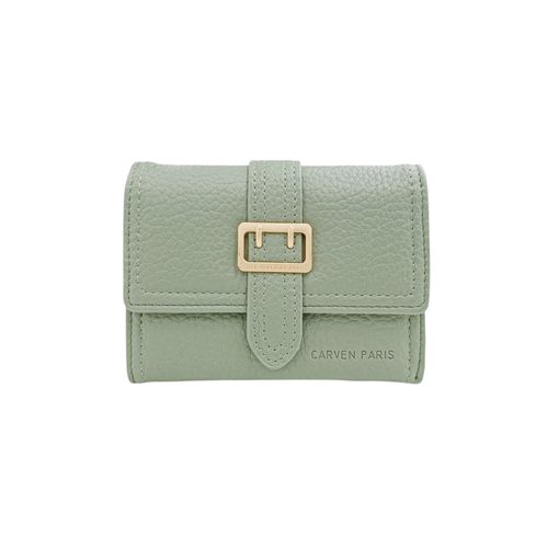 Billetera trifold verde para mujer