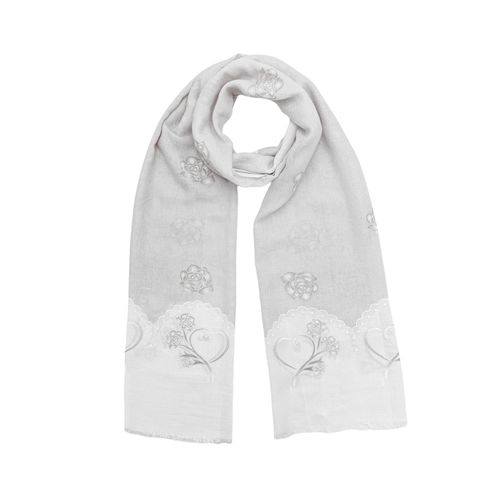 Bufanda estampada gris para mujer