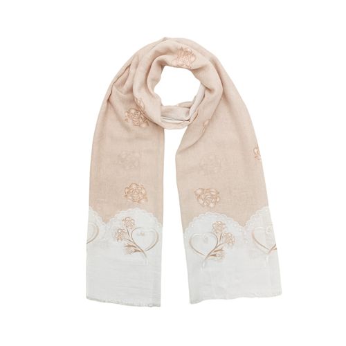 Bufanda beige estampada para mujer