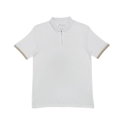 Camisa tipo polo blanco  para niño