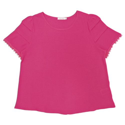 Blusa sólida fucsia para mujer