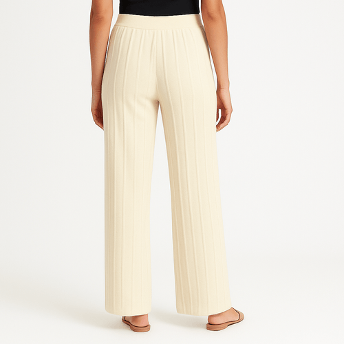 Pantalón wide leg ivory con textura