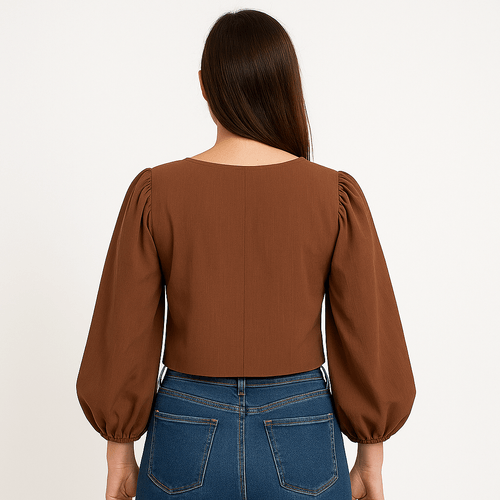 Blusa crop sólida café
