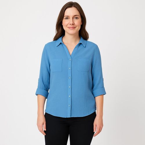 Blusa celeste sólida para mujer