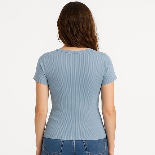 Blusa sólida celeste para mujer