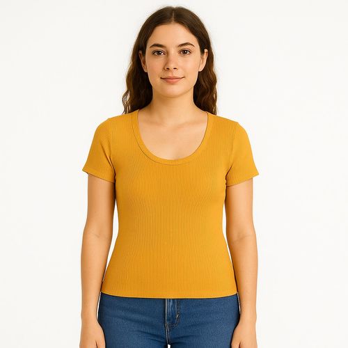 Blusa sólida amarilla para mujer