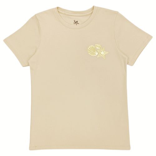 Camiseta estampada beige para mujer