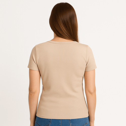 Blusa sólida beige para mujer