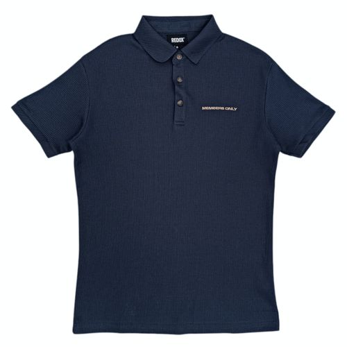 Camisa tipo polo azul para hombre