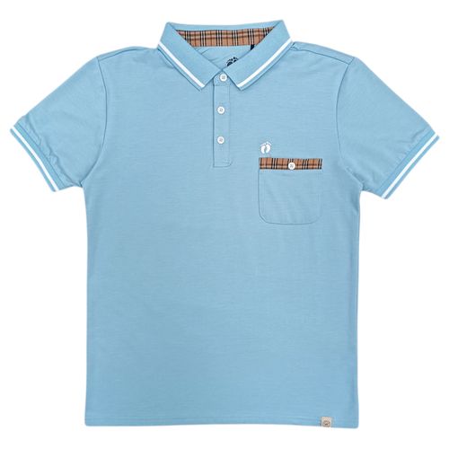 Camisa tipo polo celeste para hombre