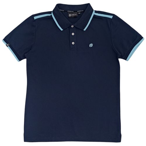 Camisa tipo polo azul para hombre