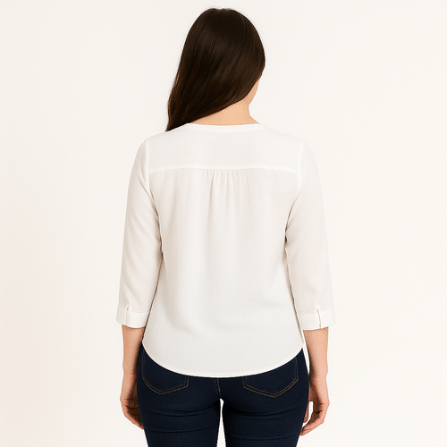 Blusa blanca manga 3/4 para mujer