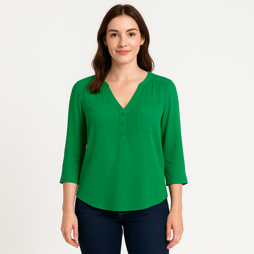 Blusa verde manga 3/4 para mujer