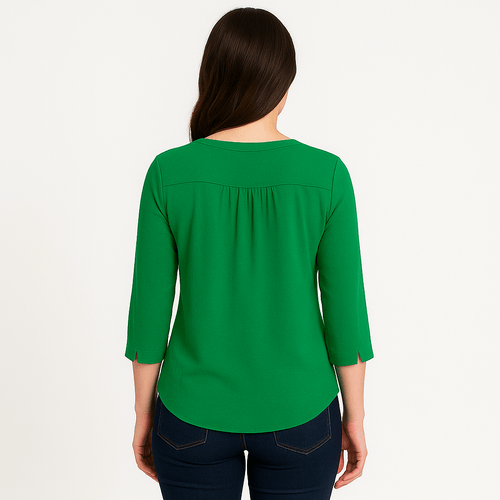Blusa verde manga 3/4 para mujer