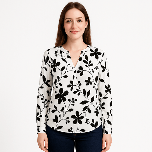 Blusa estampada blanca para mujer