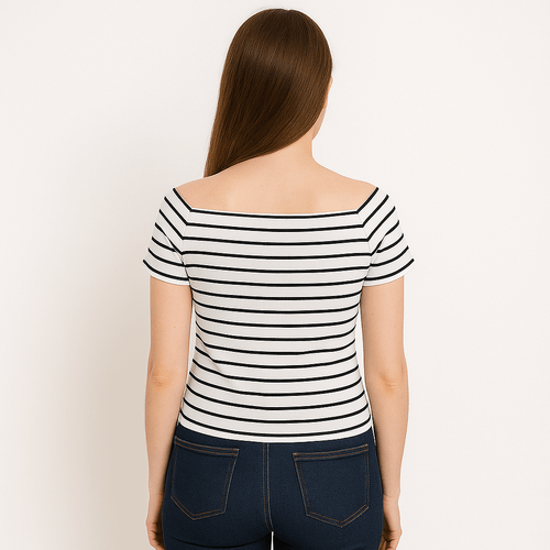 Blusa bicolor rayada para mujer