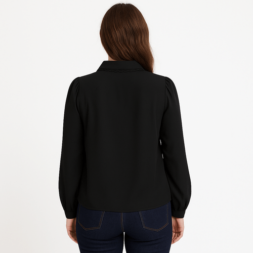 Blusa sólida negra para mujer