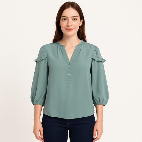 Blusa celeste con textura para mujer