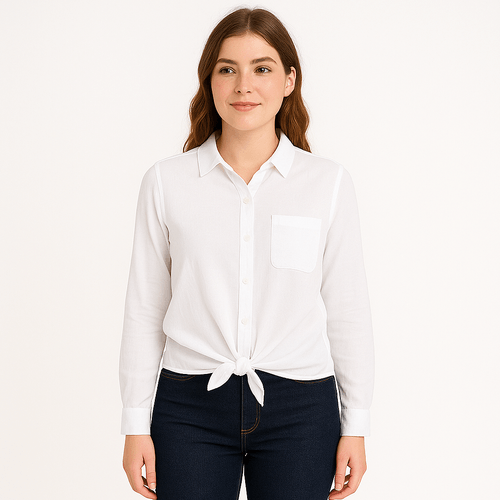 Blusa blanca sólida para mujer